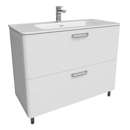 Тумба с раковиной Iddis Brick 100 белый глянец