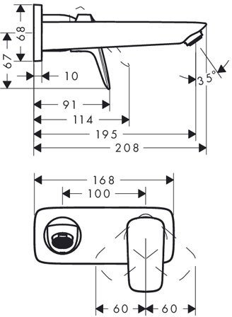 Смеситель Hansgrohe Logis для раковины настенный (внешняя часть) 71220000