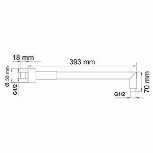 Держатель для верхнего душа WasserKRAFT A019 400мм