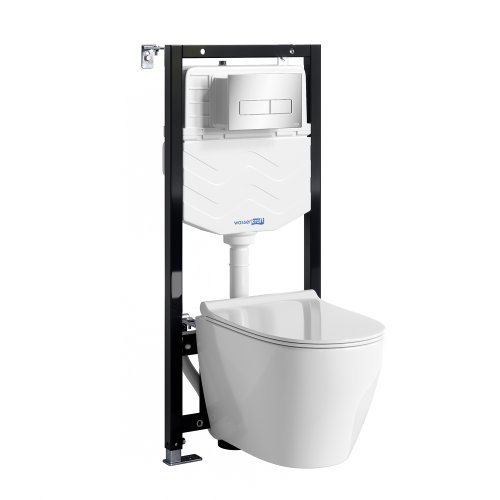 Инсталляция WasserKRAFT Aller с унитазом WasserKRAFT Mindel с микролифтом 10TLT.010.ME.CH03.H002