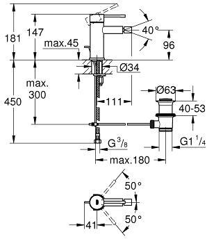 Смеситель Grohe Essence для биде с донным клапаном 32935001