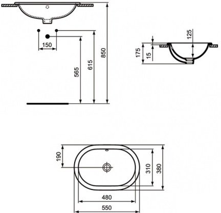 Раковина Ideal Standard Connect 55см встраиваемая сверху