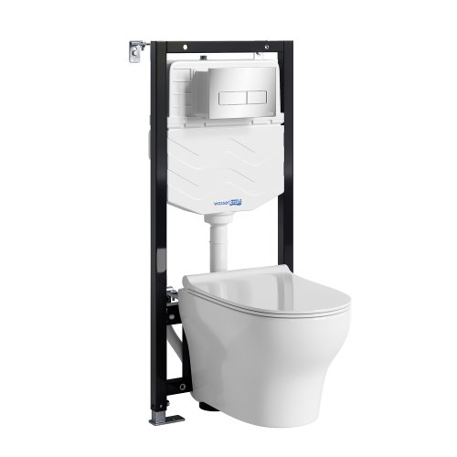 Инсталляция WasserKRAFT Aller с унитазом WasserKRAFT Berkel с микролифтом 10TLT.010.ME.CH03.H001