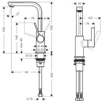 Смеситель Hansgrohe Metris S для раковины