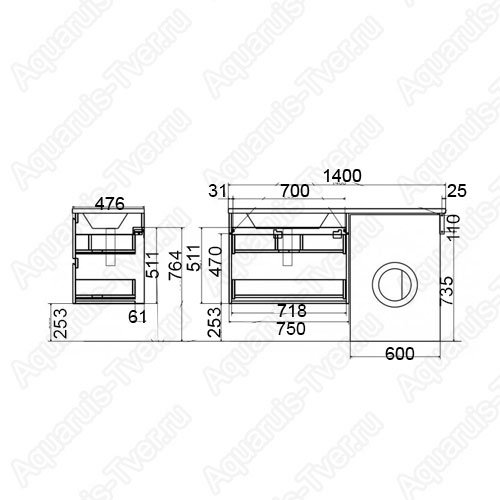 Тумба dallas luxe 140 подвесная 2 ящика dallas luxe 140