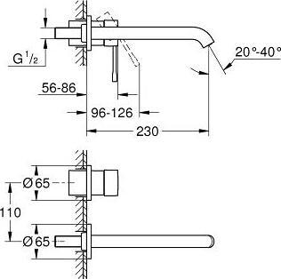 Смеситель Grohe Essence+ для раковины настенный (внешняя часть) 19967001