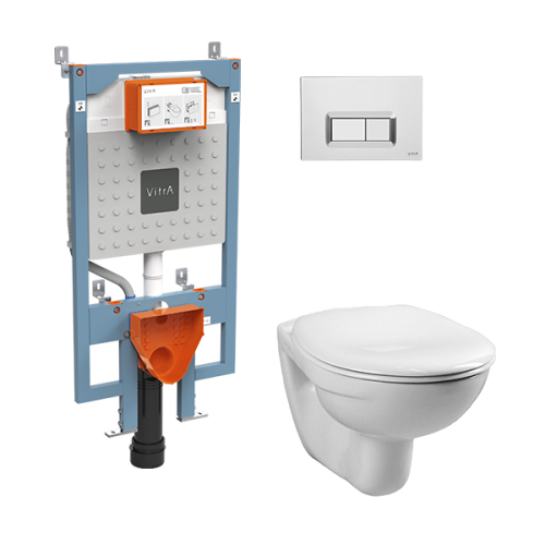 Инсталляция Vitra с унитазом Normus с микролифтом, кнопка хром