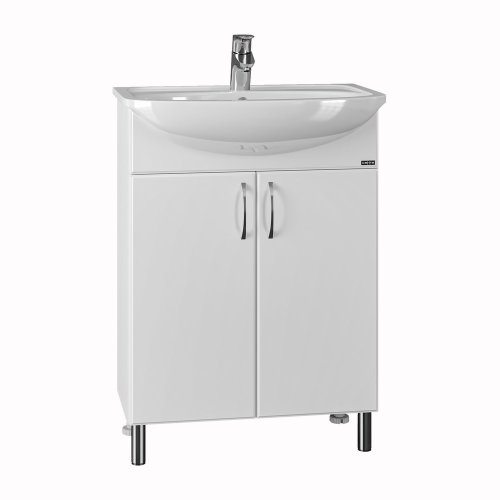 Тумба с раковиной СанТа Сити 60 белый глянец