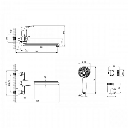 Смеситель Lemark Selena LM0851C для ванны