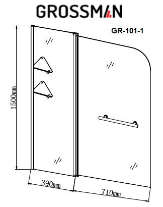 Шторка на ванну Grossman GR-101/1 150x110