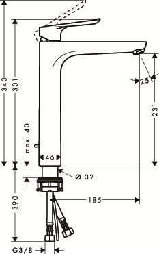 Смеситель Hansgrohe Logis E для раковины (высокий) 71162000