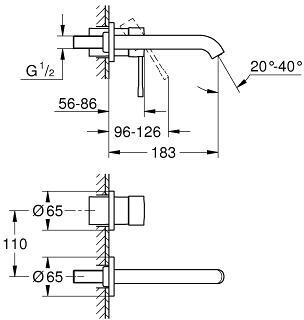 Смеситель Grohe Essence+ для раковины настенный (внешняя часть) 19408001