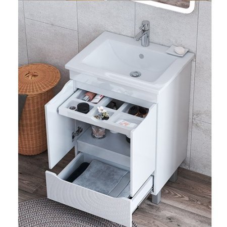 Тумба с раковиной Vigo Grani 75см белый глянец