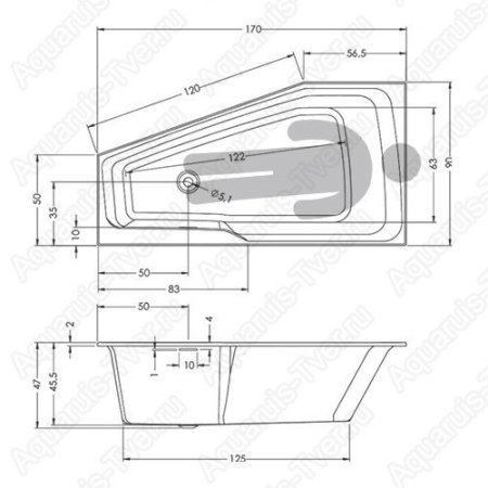 Акриловая ванна Riho Rethink Space 170x90 (R)