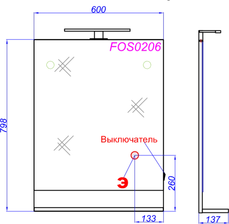 Зеркало Aqwella Фостер 60см FOS0206DS