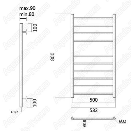 Полотенцесушитель водяной Domoterm Медея 50x100 П10