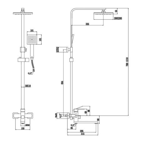 Душевая система Fmark (графит) FS8145-25Q