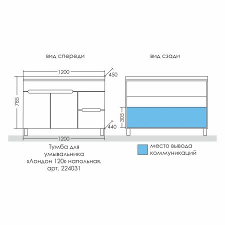 Тумба СанТа Лондон-120 224031 с раковиной Sirius-120