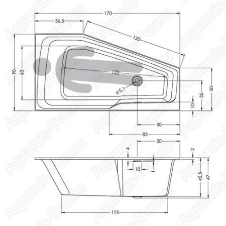 Акриловая ванна Riho Rethink Space 170x90 (L)