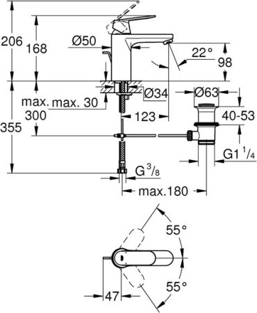 Смеситель Grohe Eurosmart Cosmopolitan для раковины (с донным клапаном) 23325000