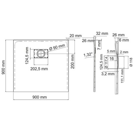 Душевой поддон WasserKRAFT Main 41T 90x90