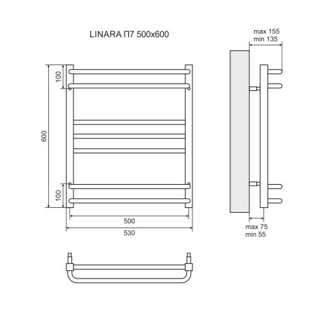 Полотенцесушитель водяной Lemark Linara LM04607 П7 50x60