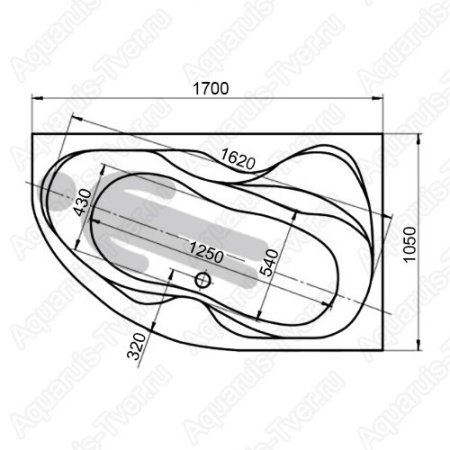 Акриловая ванна Aquatek Вега 170х105 (R) с экраном