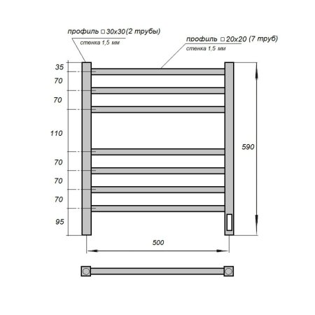Полотенцесушитель электрический Point Вега PN71856W 59x53 (белый)