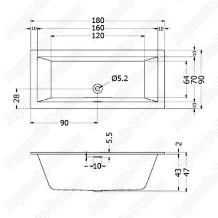 Акриловая ванна Riho Rethink Cubic 180x90 Акриловая ванна Riho Rethink Cubic 180x90