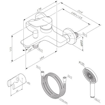 Смеситель для ванны Am.Pm X-Joy F85A15099