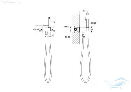 Смеситель Aquatek Лира для гигиенического душа AQ1025CR