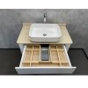 Тумба с раковиной Comforty Лондон 90-2 белый глянец с бежевой столешницей