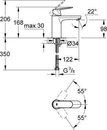 Смеситель Grohe Eurosmart Cosmopolitan для раковины 23327000