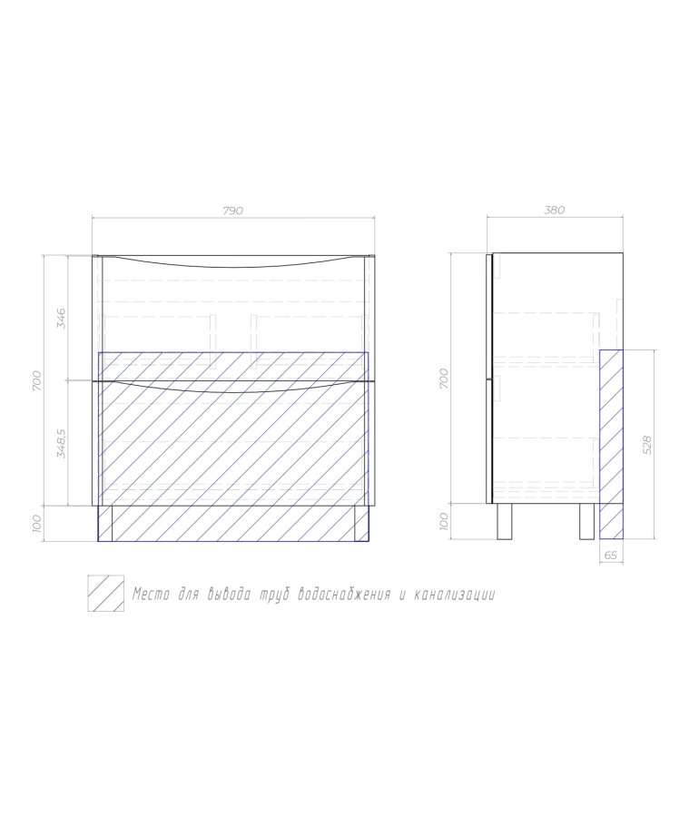 Тумба с раковиной Vigo Glem 80см tn.GLE.9595.80.2Y белый