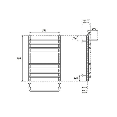 Полотенцесушитель водяной Point Нептун PN09156SP 60x53 с полкой (хром)