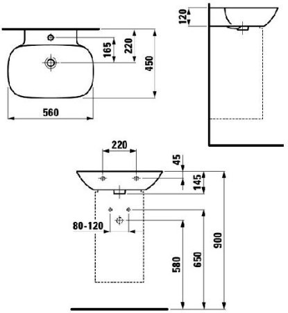 Раковина Laufen Ino 56см подвесная/для мебели