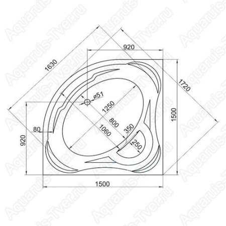 Акриловая ванна 1Marka Palermo 150x150 Акриловая ванна 1Marka Palermo 150x150