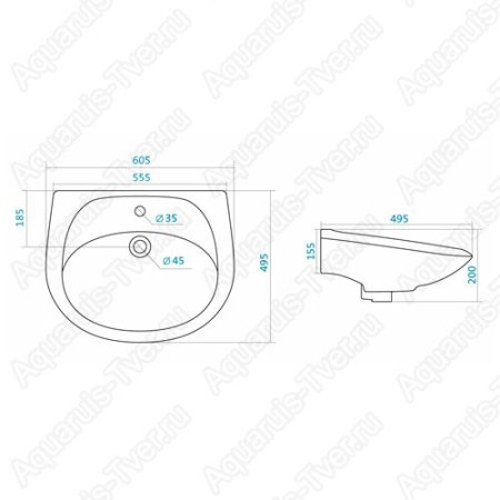 Раковина Santek Бриз с пьедесталом 60см