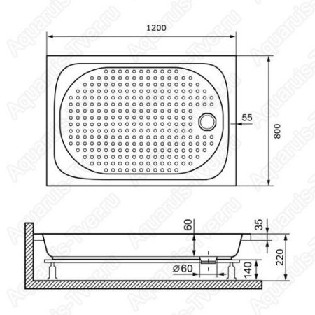 Душевой поддон RGW Lux/TN 120x80