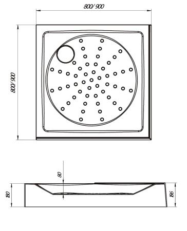 Душевой поддон 1Marka Freya 90x90 01кпд9090