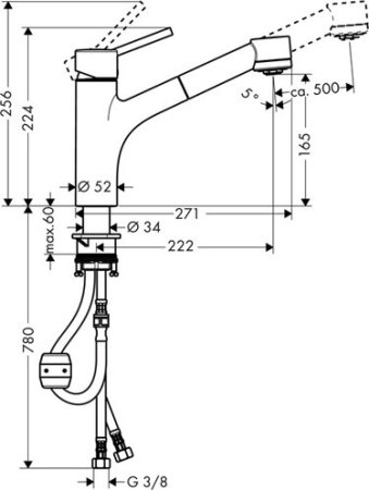 Смеситель Hansgrohe Тalis S для кухни с выдвижной лейкой 32841000