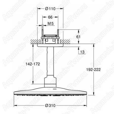 Верхний душ Grohe Rainshower SmartActive 310мм в потолок