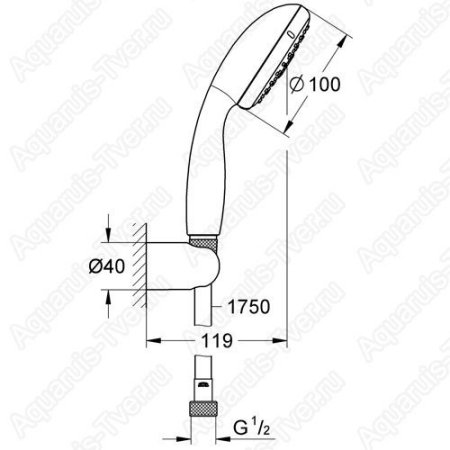 Душевой гарнитур Grohe Tempesta d100мм 3 режима