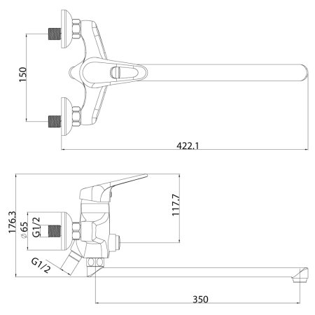 Смеситель Lemark Luna LM4157C для ванны