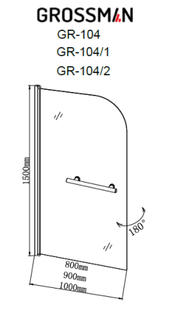 Шторка на ванну Grossman GR-104/1 150x90