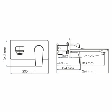 Смеситель WasserKRAFT Lopau для раковины настенный (внешняя и скрытая части) 3230