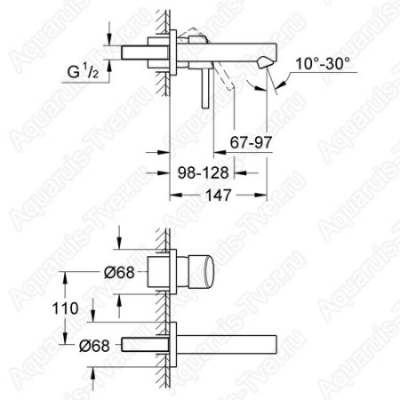 Смеситель Grohe Concetto для раковины настенный (внешняя часть) 19575001