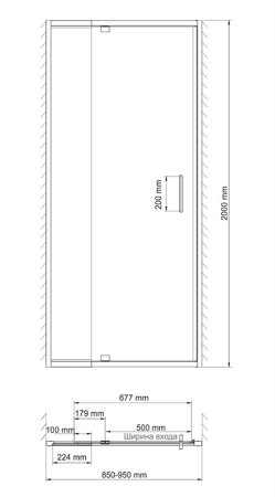 Душевая дверь в проем WasserKRAFT Berkel 48P04 90x200 (распашная)