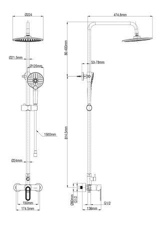 Душевая система Wonzon & Woghand WW-B2166-A-MW