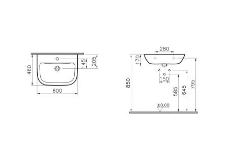 Раковина Vitra S20 60см 5503B003-0001
